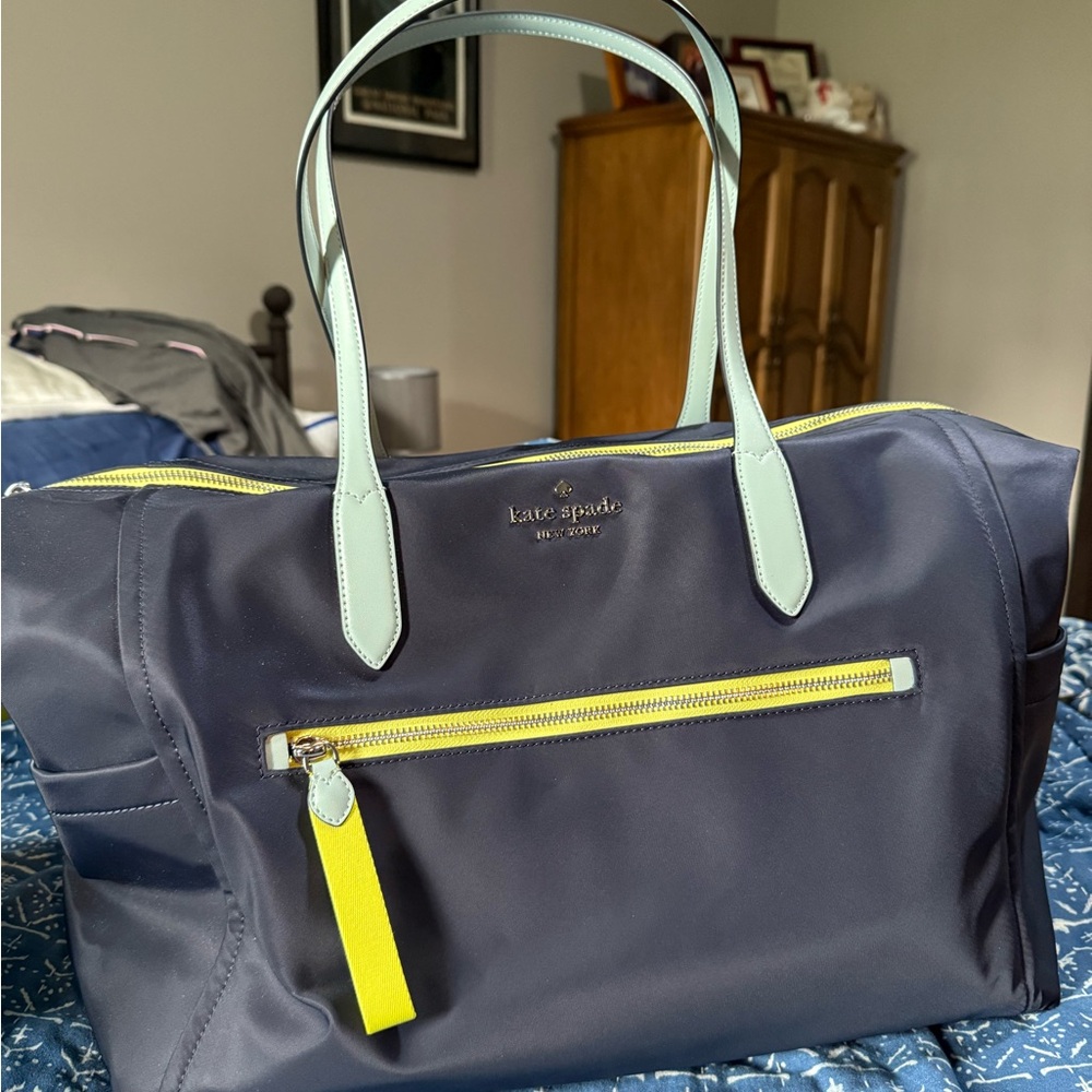 Kate Spade Navy Tote with Yellow Accents